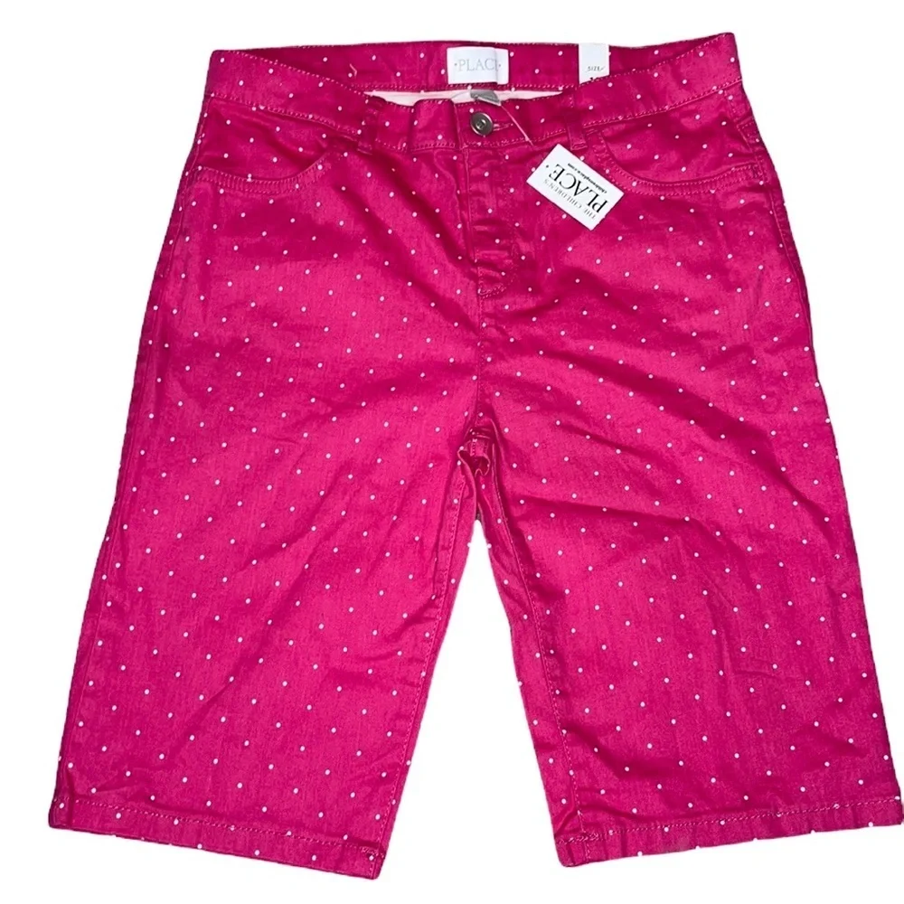 The Children's Place Girls Pink Polka Dot Skimmer Shorts - Size 14